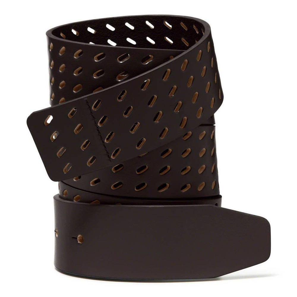 Oakley Men's Premium Leather Belt Strap With Perforated Holes - Earth Brown